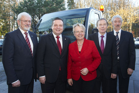 Federal Research Minister Prof. Dr Annette Schavan and the prime minister of the federal state of Baden-Württemberg Stefan Mappus spoke at the HIUs inauguration event on 17 January 2011. Photo:...