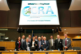Gründungsmitglieder bei der feierlichen Gründung der „European Climate Research Alliance – ECRA“ am 4. Oktober im Europa-Parlament. Bild: ECRA/Vivian Hertz