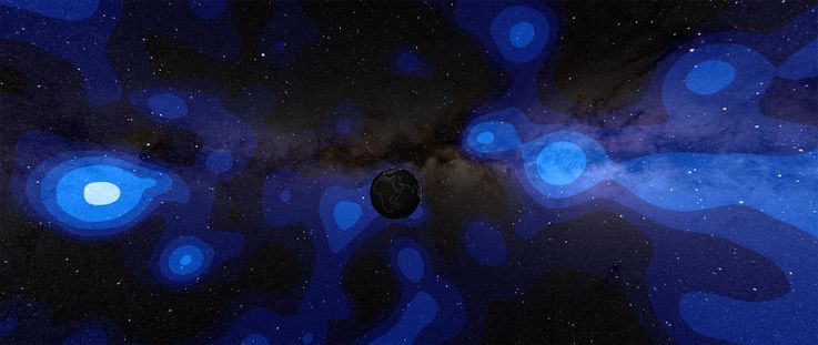 Neutrinos aus der Milchstraße: Helle Bereiche symbolisieren Messungen mit hoher Signifikanz, dunkle solche mit geringer Signifikanz. 