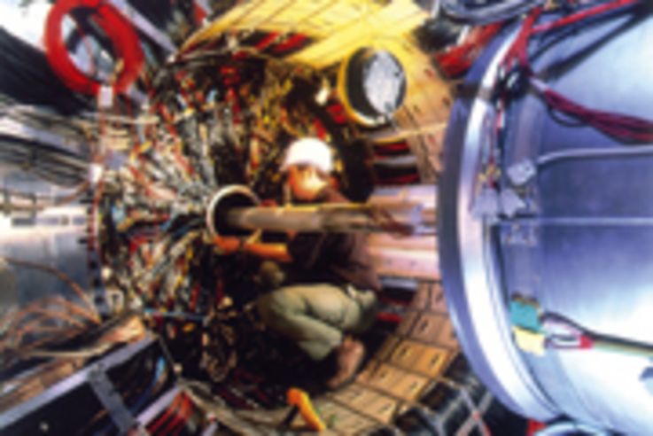 DESY Inneres eines Detektors für die Teilchenphysik - an dem gerade Wartungsabeiten durchgeführt werden.